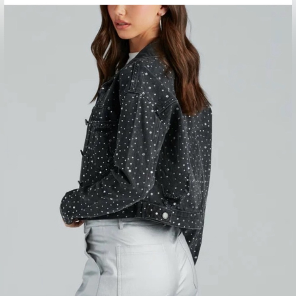 Sparkle hard black denim jacket
